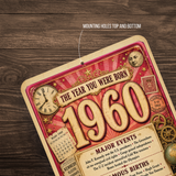 1960 The Year You Were Born Aluminum Sign – Vintage Birthday & Anniversary Gift