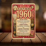 1960 The Year You Were Born Aluminum Sign – Vintage Birthday & Anniversary Gift