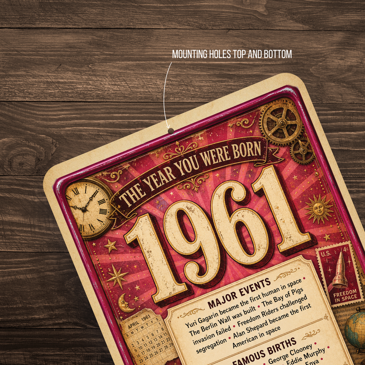 1961 The Year You Were Born Aluminum Sign – Vintage Birthday & Anniversary Gift