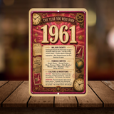 1961 The Year You Were Born Aluminum Sign – Vintage Birthday & Anniversary Gift