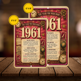 1961 The Year You Were Born Aluminum Sign – Vintage Birthday & Anniversary Gift