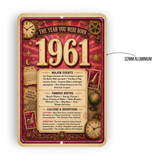 1961 The Year You Were Born Aluminum Sign – Vintage Birthday & Anniversary Gift