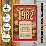 1962 The Year You Were Born Aluminum Sign – Vintage Birthday & Anniversary Gift