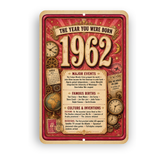 1962 The Year You Were Born Aluminum Sign – Vintage Birthday & Anniversary Gift