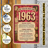 1963 The Year You Were Born Aluminum Sign – Vintage Birthday & Anniversary Gift