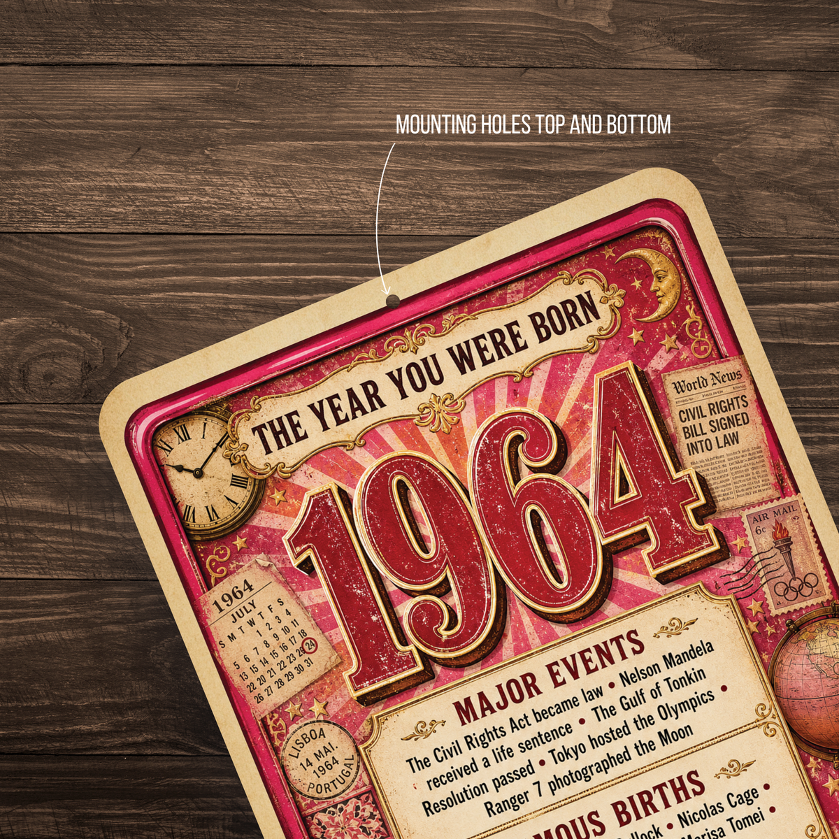 1964 The Year You Were Born Aluminum Sign – Vintage Birthday & Anniversary Gift