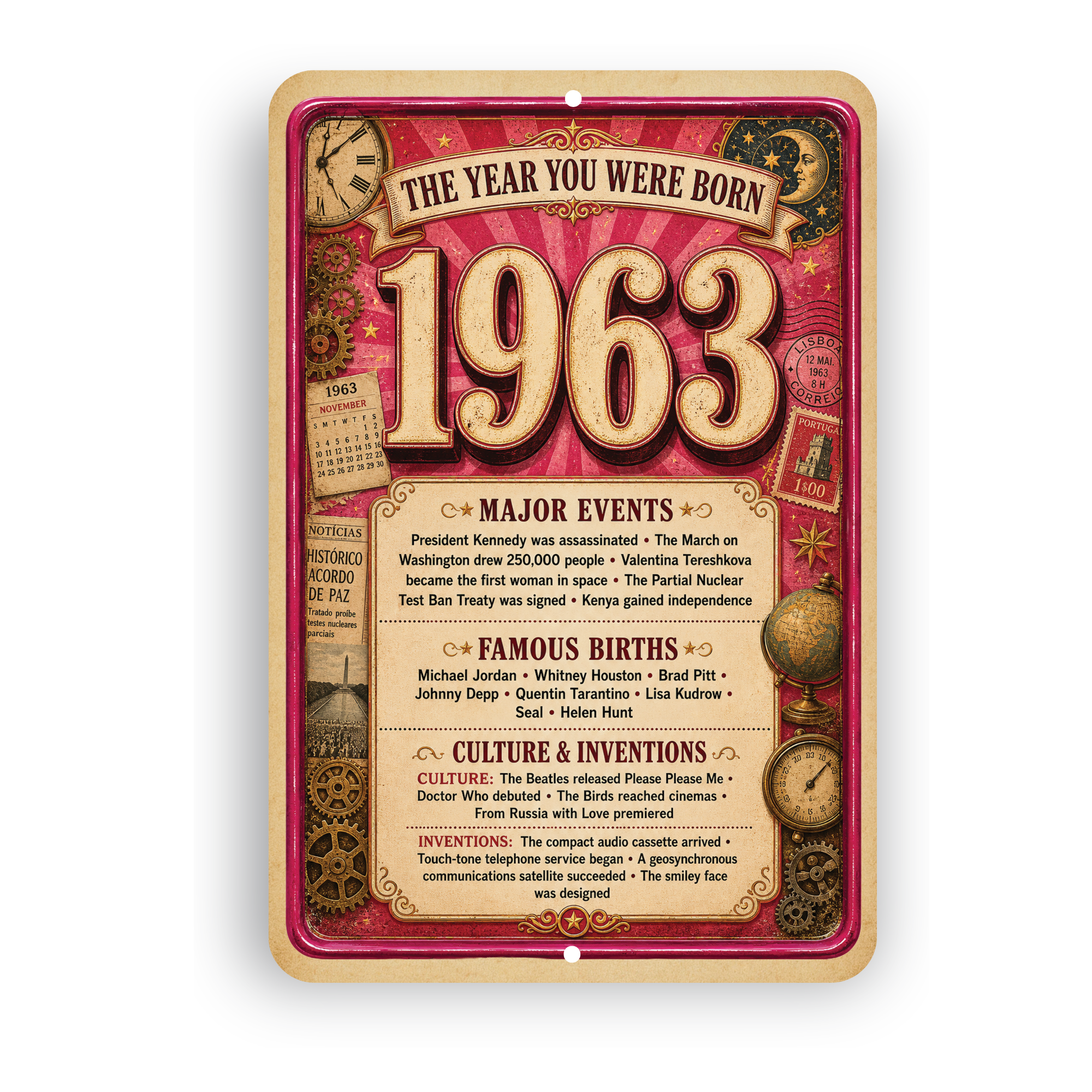 1963 The Year You Were Born Aluminum Sign – Vintage Birthday & Anniversary Gift