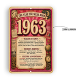 1963 The Year You Were Born Aluminum Sign – Vintage Birthday & Anniversary Gift