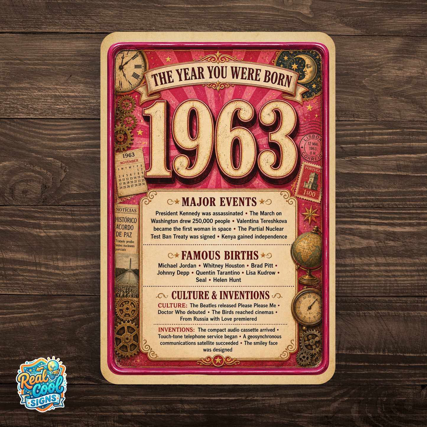 1963 The Year You Were Born Aluminum Sign – Vintage Birthday & Anniversary Gift