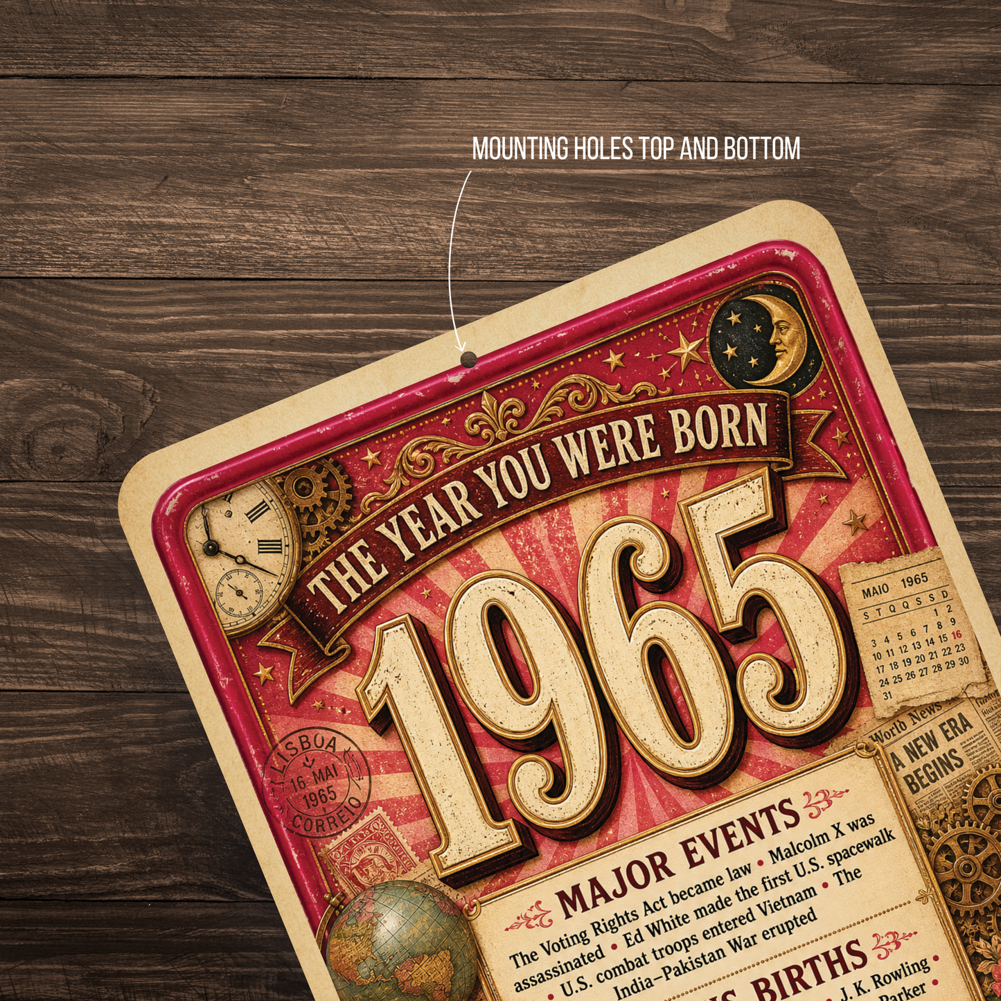 1965 The Year You Were Born Aluminum Sign – Vintage Birthday & Anniversary Gift