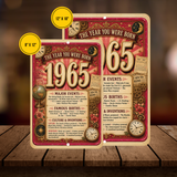 1965 The Year You Were Born Aluminum Sign – Vintage Birthday & Anniversary Gift