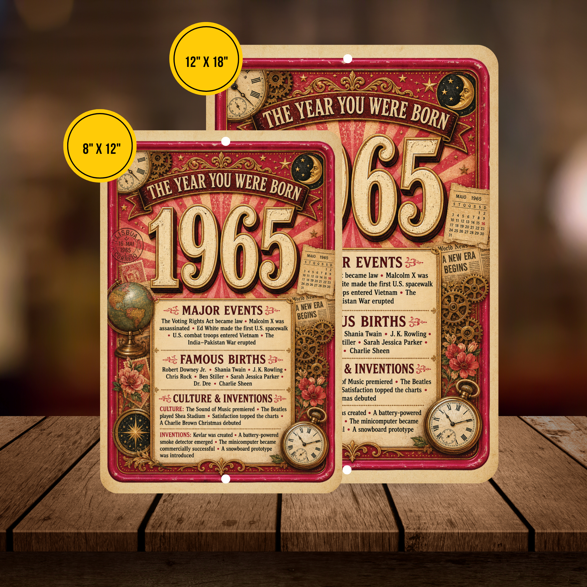 1965 The Year You Were Born Aluminum Sign – Vintage Birthday & Anniversary Gift
