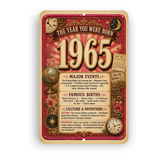 1965 The Year You Were Born Aluminum Sign – Vintage Birthday & Anniversary Gift