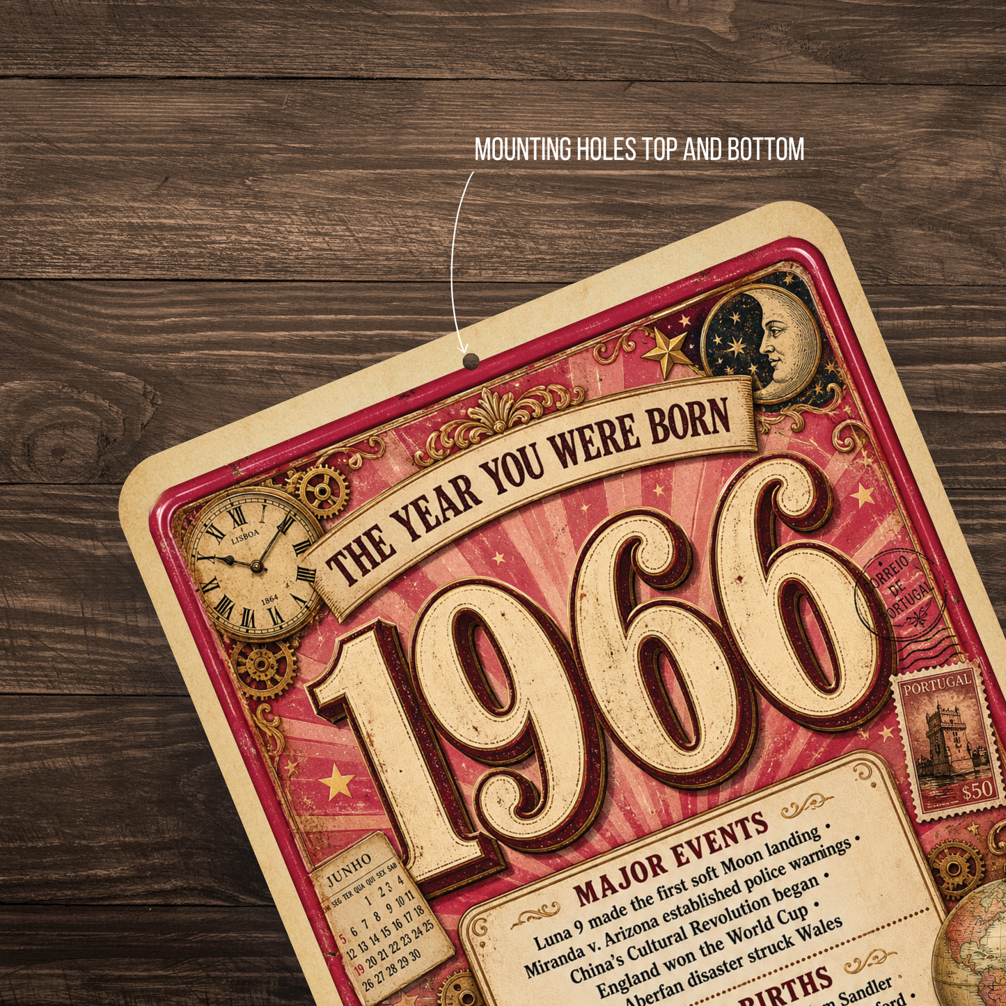 1966 The Year You Were Born Aluminum Sign – Vintage Birthday & Anniversary Gift