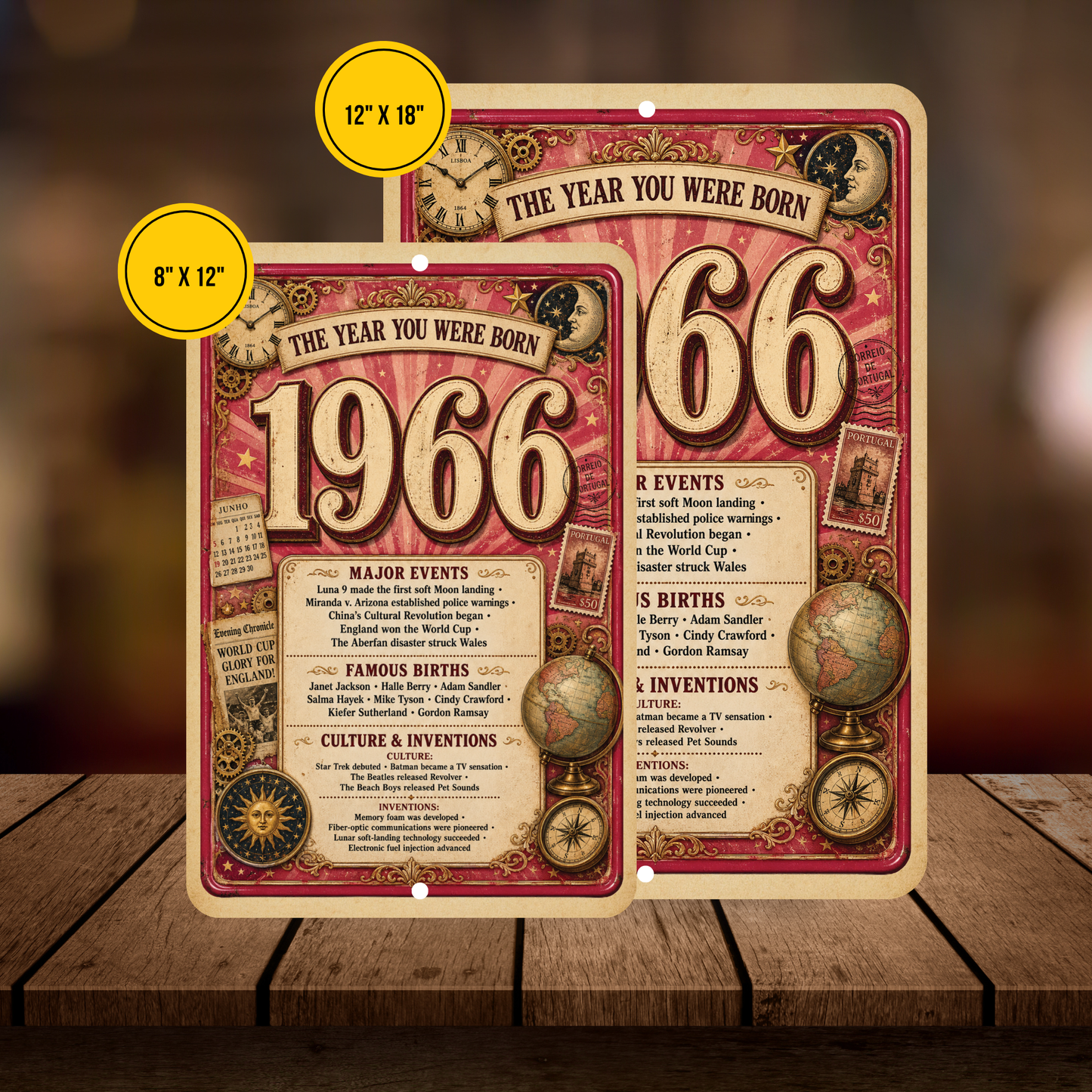 1966 The Year You Were Born Aluminum Sign – Vintage Birthday & Anniversary Gift