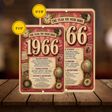 1966 The Year You Were Born Aluminum Sign – Vintage Birthday & Anniversary Gift