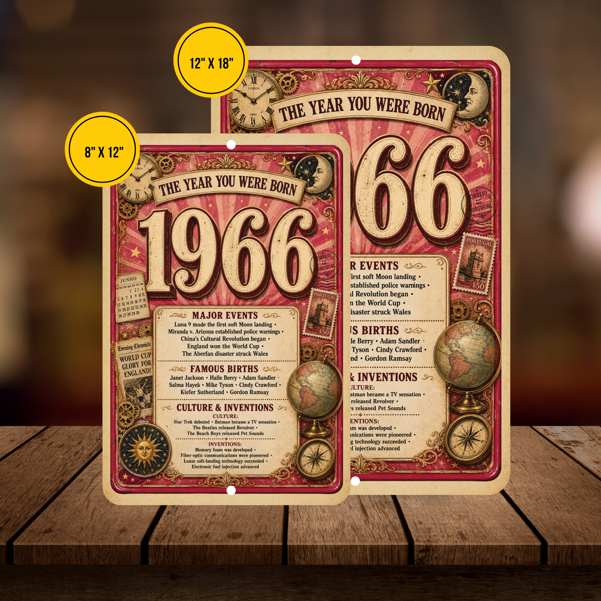 1966 The Year You Were Born Aluminum Sign – Vintage Birthday & Anniversary Gift