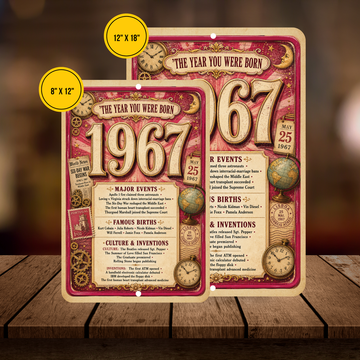 1967 The Year You Were Born Aluminum Sign – Vintage Birthday & Anniversary Gift