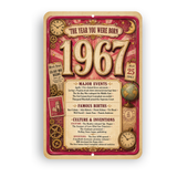 1967 The Year You Were Born Aluminum Sign – Vintage Birthday & Anniversary Gift