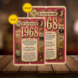 1968 The Year You Were Born Aluminum Sign – Vintage Birthday & Anniversary Gift