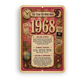 1968 The Year You Were Born Aluminum Sign – Vintage Birthday & Anniversary Gift
