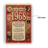 1968 The Year You Were Born Aluminum Sign – Vintage Birthday & Anniversary Gift