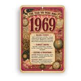1969 The Year You Were Born Aluminum Sign – Vintage Birthday & Anniversary Gift