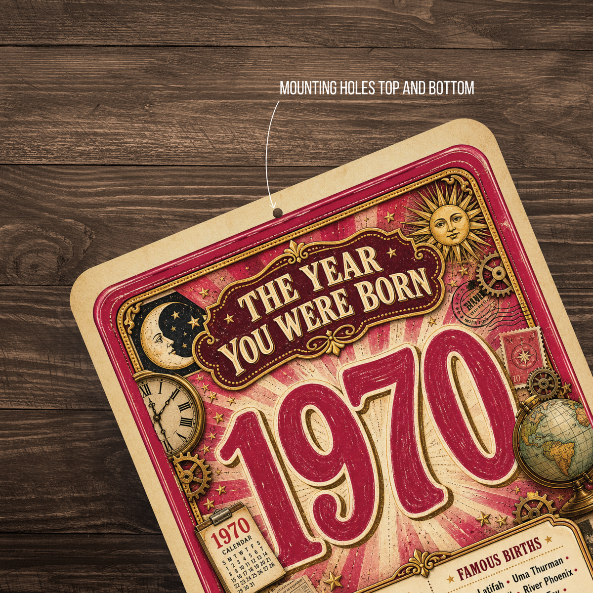 1970 The Year You Were Born Aluminum Sign – Vintage Birthday & Anniversary Gift