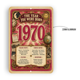1970 The Year You Were Born Aluminum Sign – Vintage Birthday & Anniversary Gift
