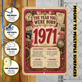 1971 The Year You Were Born Aluminum Sign – Vintage Birthday & Anniversary Gift