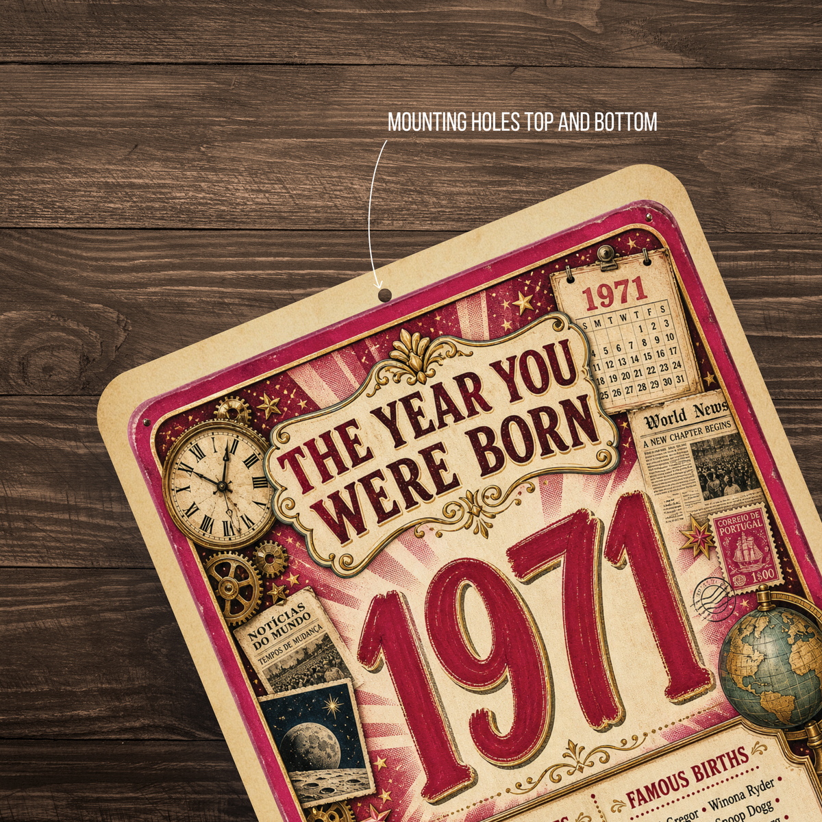 1971 The Year You Were Born Aluminum Sign – Vintage Birthday & Anniversary Gift