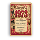 1973 The Year You Were Born Aluminum Sign – Vintage Birthday & Anniversary Gift