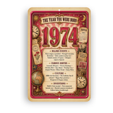1974 The Year You Were Born Aluminum Sign – Vintage Birthday & Anniversary Gift