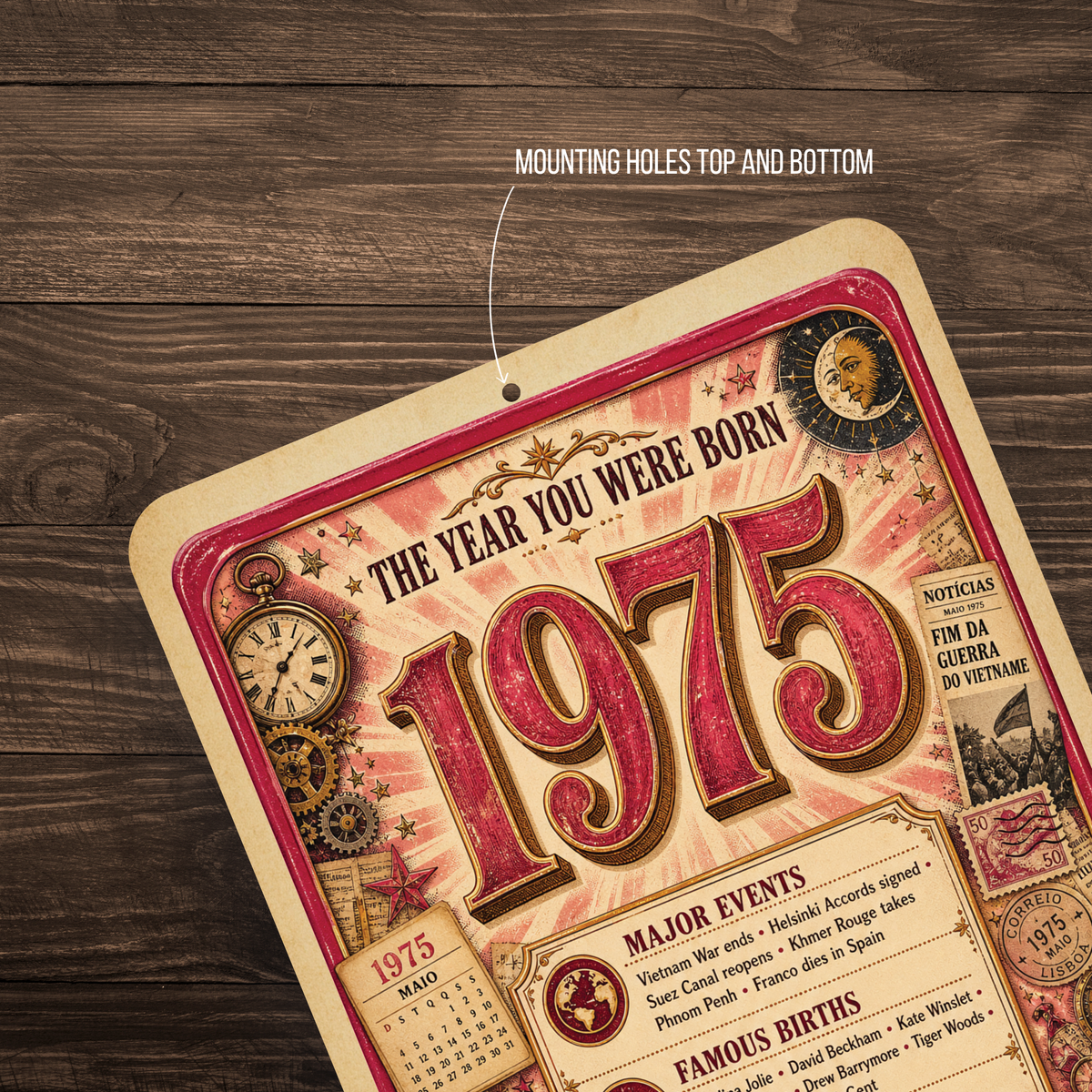1975 The Year You Were Born Aluminum Sign – Vintage Birthday & Anniversary Gift