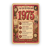 1975 The Year You Were Born Aluminum Sign – Vintage Birthday & Anniversary Gift