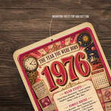 1976 The Year You Were Born Aluminum Sign – Vintage Birthday & Anniversary Gift