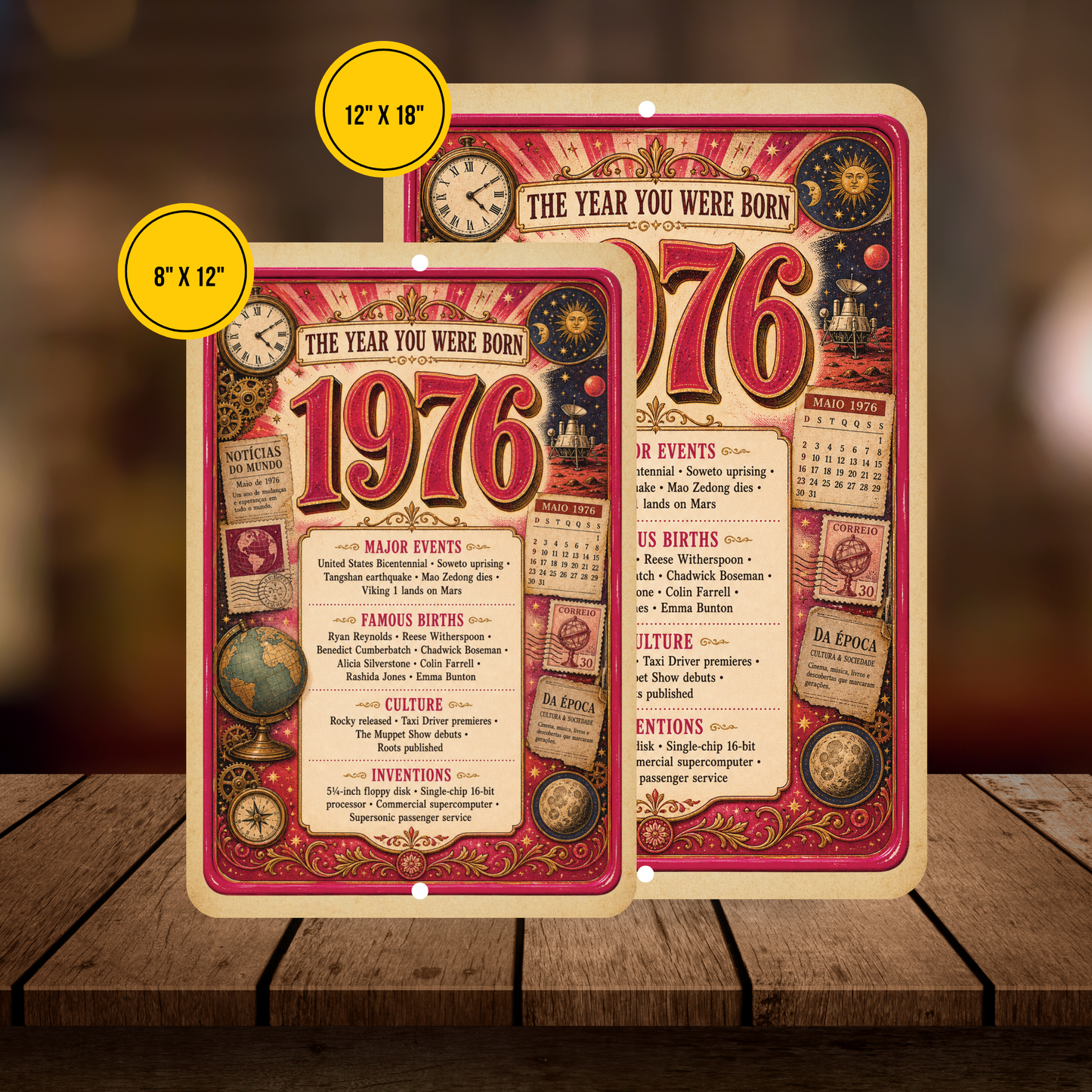 1976 The Year You Were Born Aluminum Sign – Vintage Birthday & Anniversary Gift