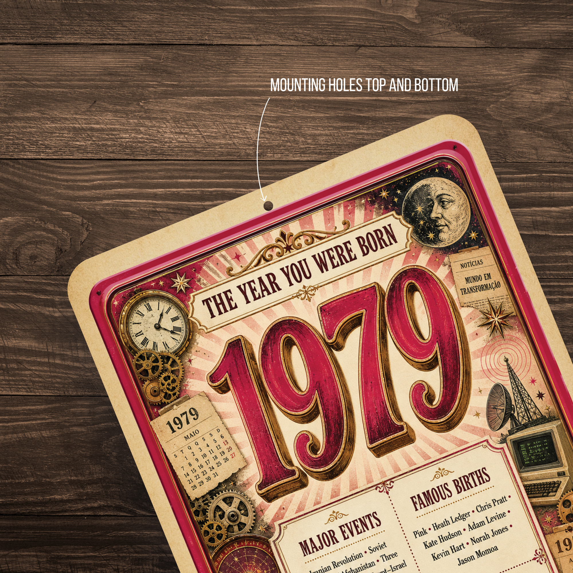 1979 The Year You Were Born Aluminum Sign – Vintage Birthday & Anniversary Gift
