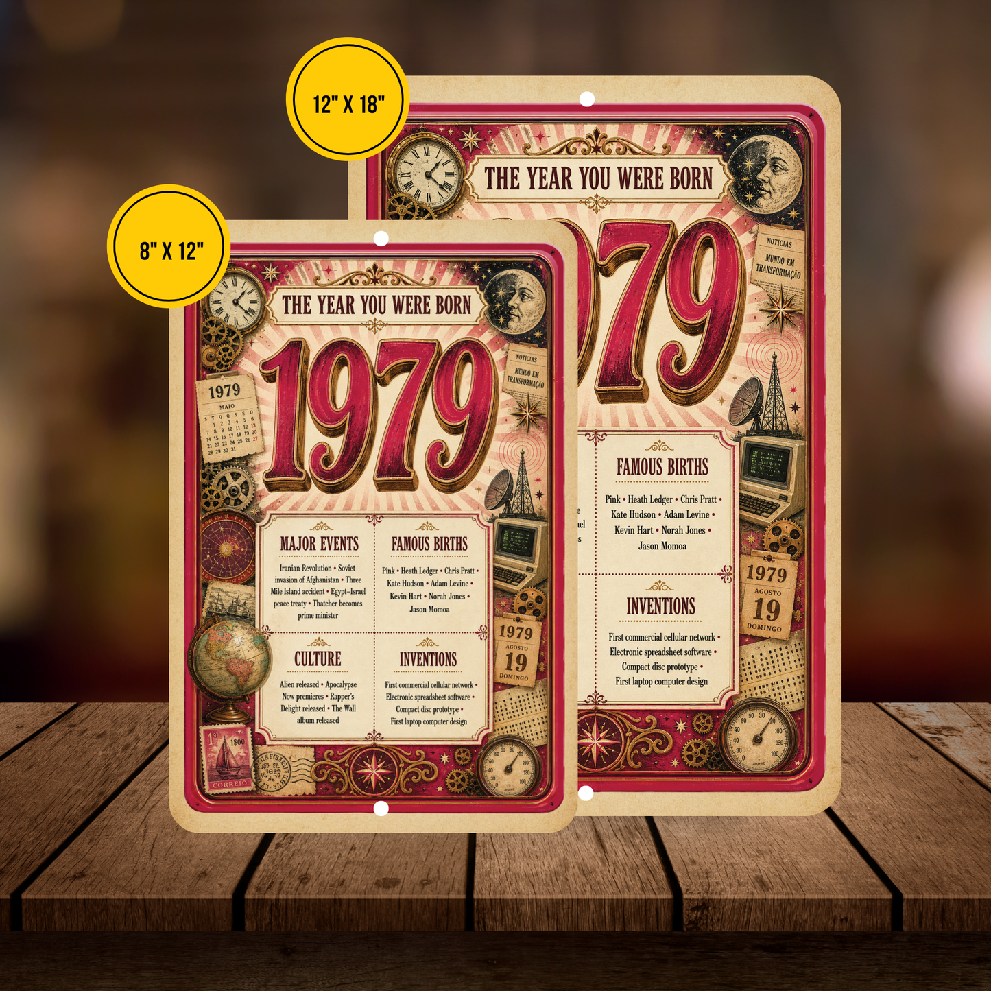 1979 The Year You Were Born Aluminum Sign – Vintage Birthday & Anniversary Gift