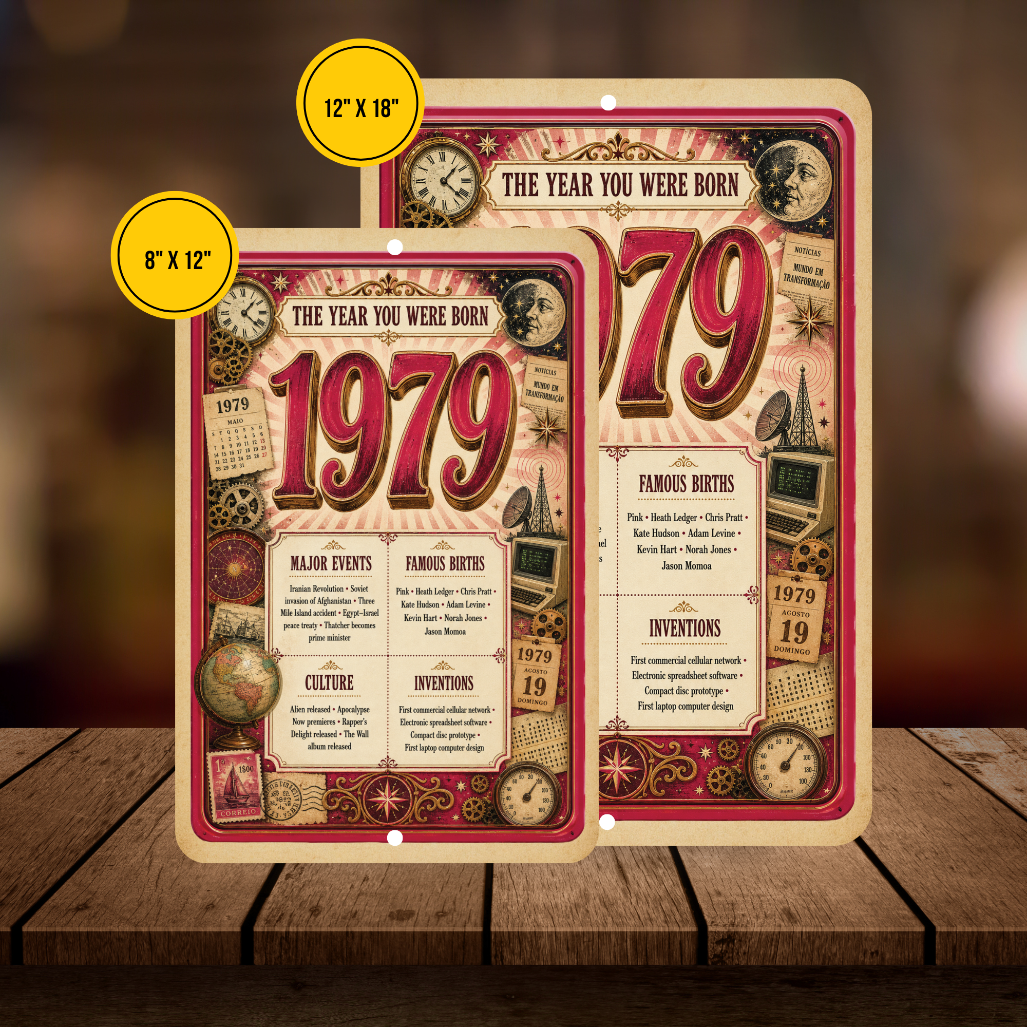 1979 The Year You Were Born Aluminum Sign – Vintage Birthday & Anniversary Gift