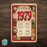1979 The Year You Were Born Aluminum Sign – Vintage Birthday & Anniversary Gift