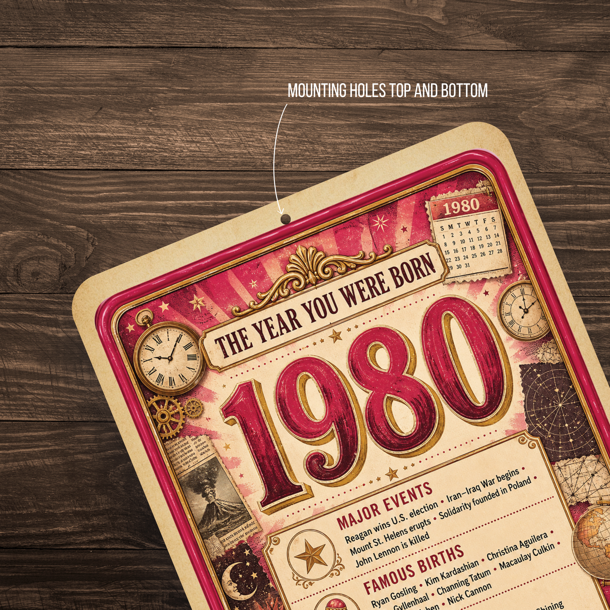 1980 The Year You Were Born Aluminum Sign – Vintage Birthday & Anniversary Gift