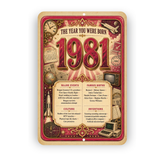 1981 The Year You Were Born Aluminum Sign – Vintage Birthday & Anniversary Gift