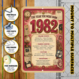 1982 The Year You Were Born Aluminum Sign – Vintage Birthday & Anniversary Gift