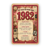 1982 The Year You Were Born Aluminum Sign – Vintage Birthday & Anniversary Gift