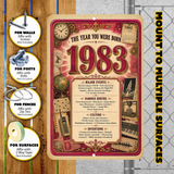 1983 The Year You Were Born Aluminum Sign – Vintage Birthday & Anniversary Gift