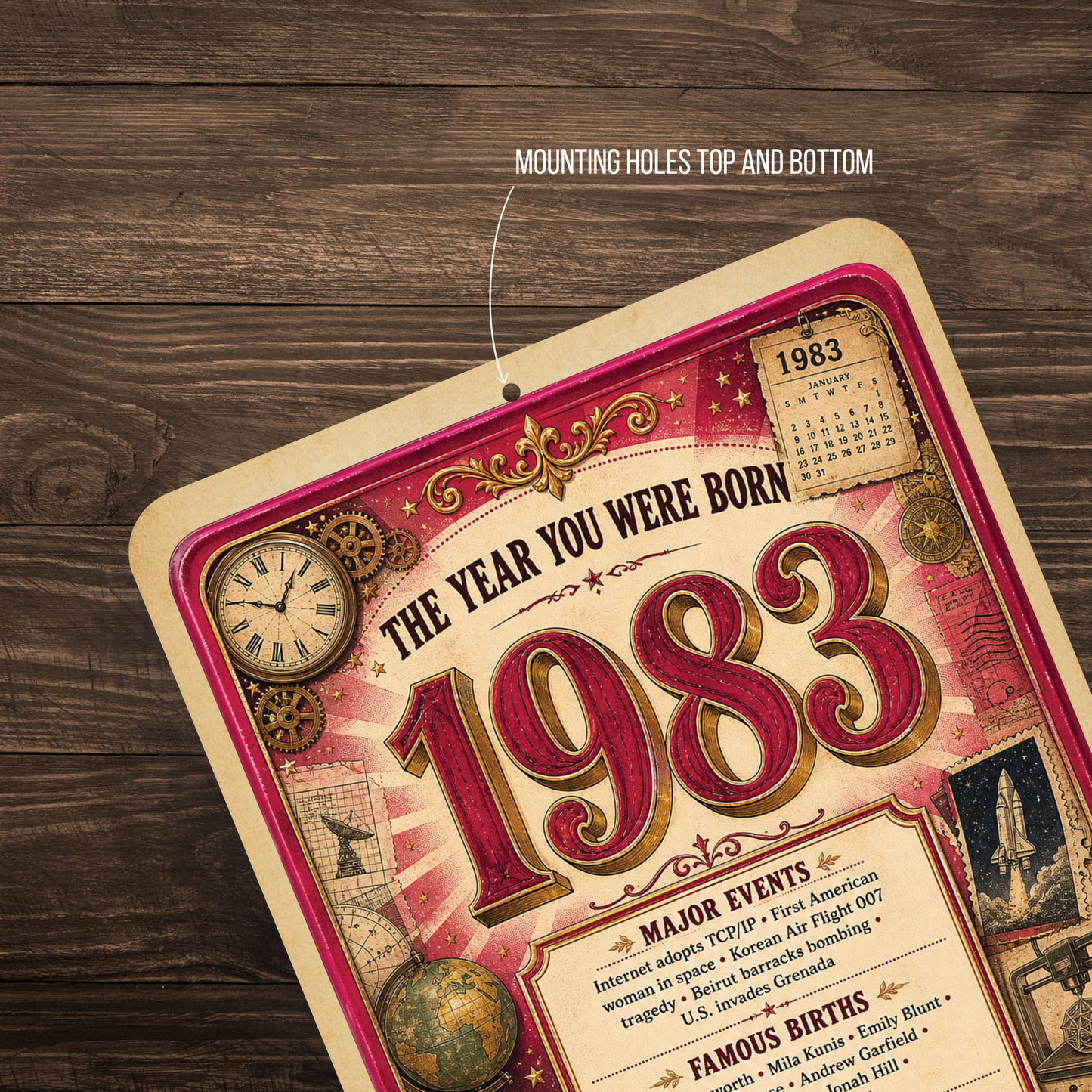 1983 The Year You Were Born Aluminum Sign – Vintage Birthday & Anniversary Gift