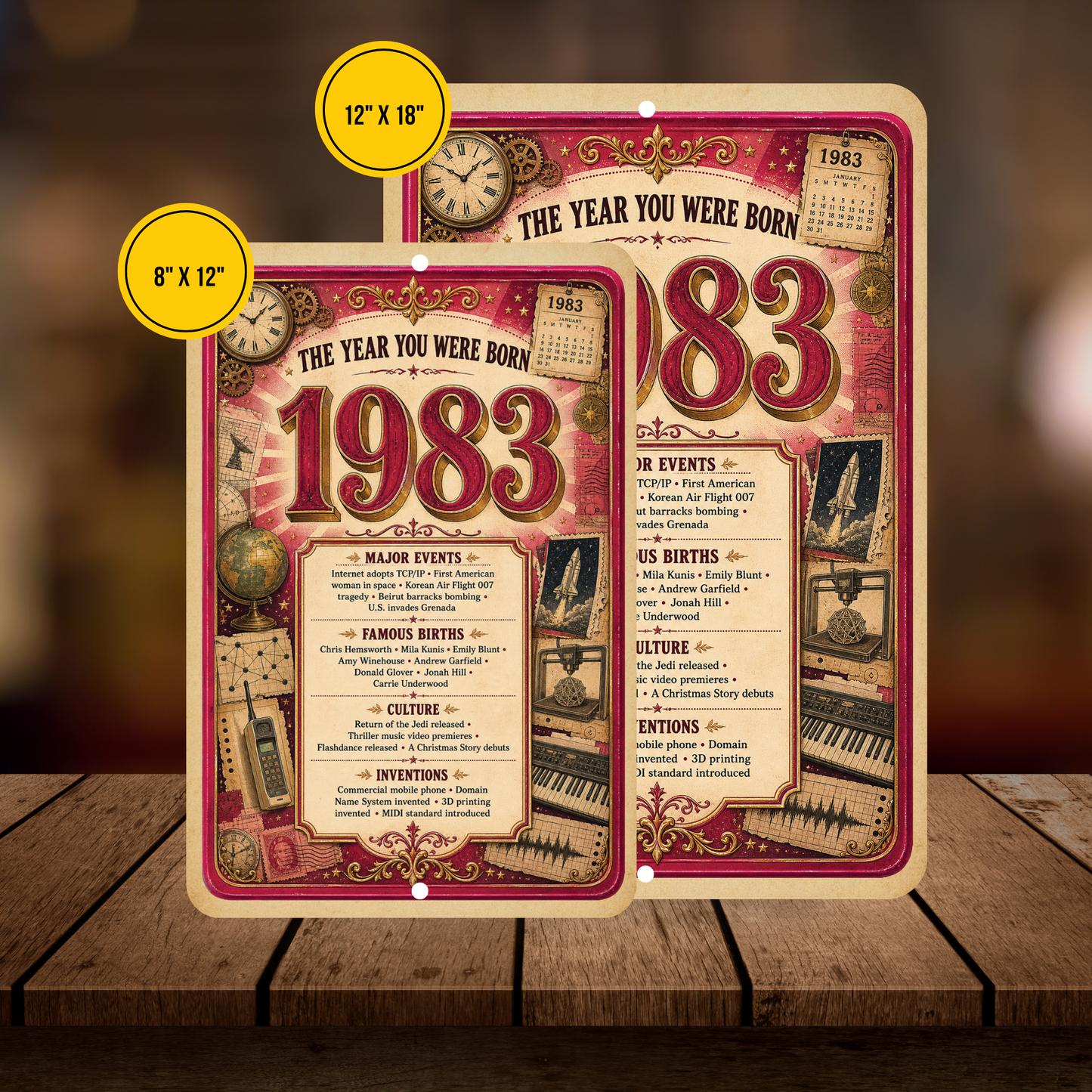 1983 The Year You Were Born Aluminum Sign – Vintage Birthday & Anniversary Gift