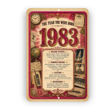 1983 The Year You Were Born Aluminum Sign – Vintage Birthday & Anniversary Gift