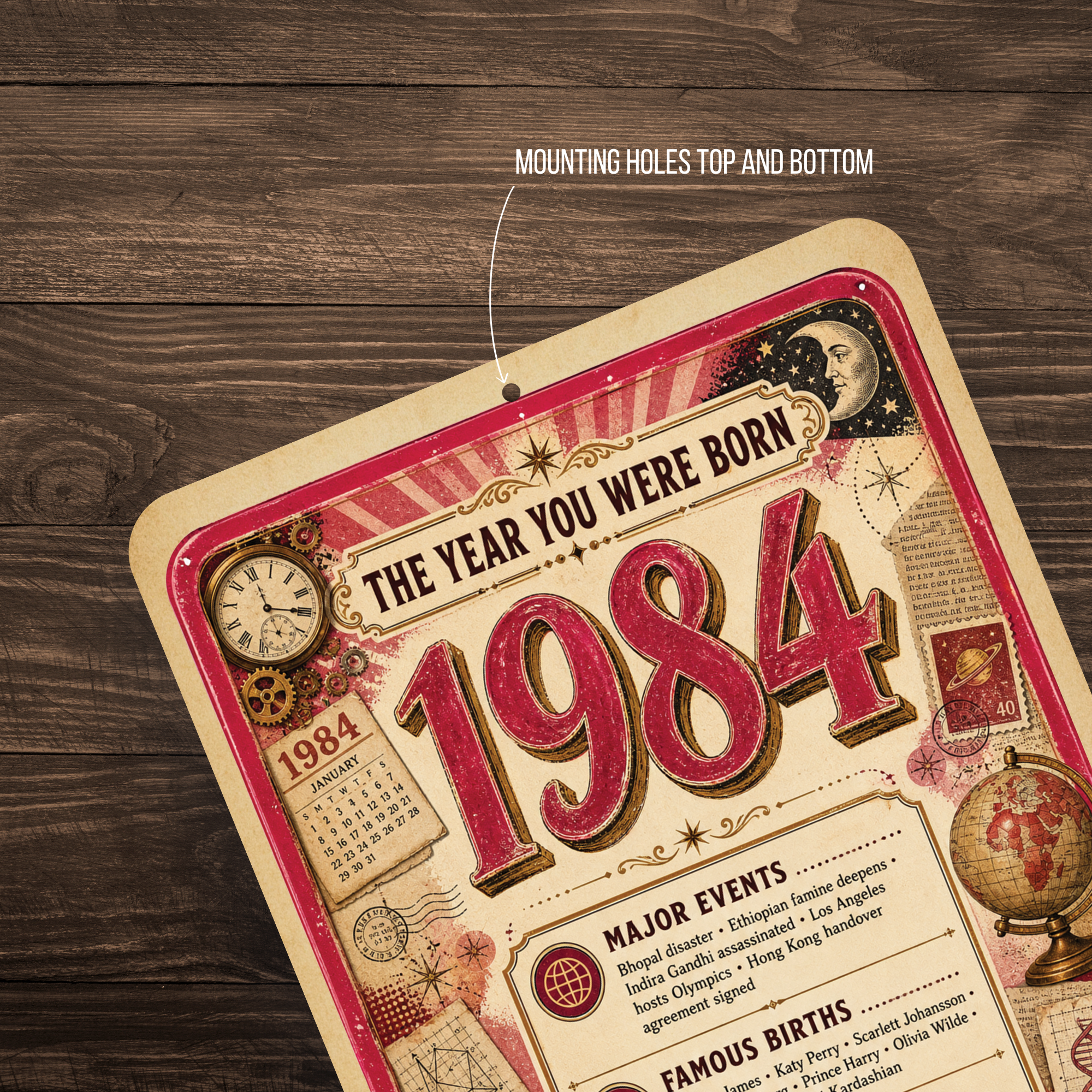 1984 The Year You Were Born Aluminum Sign – Vintage Birthday & Anniversary Gift